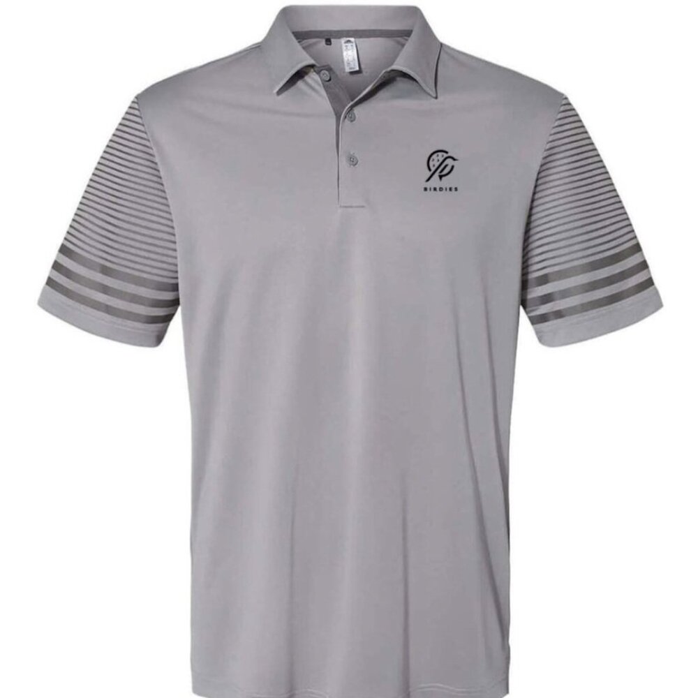 Adidas Men's Grey Three / Grey Five Striped Sleeve Polo